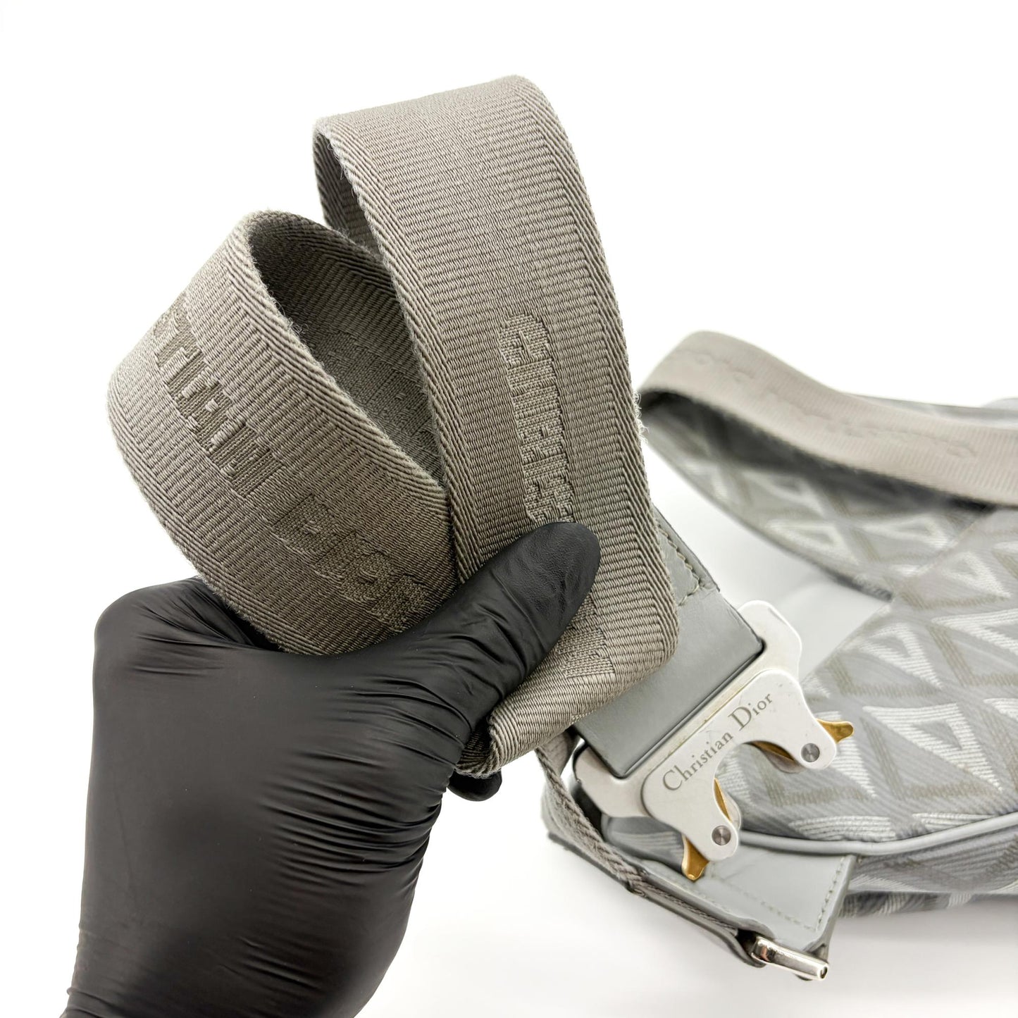 Dior Saddle Slingback Dior Grey CD Diamond Canvas & Soft Calfskin
