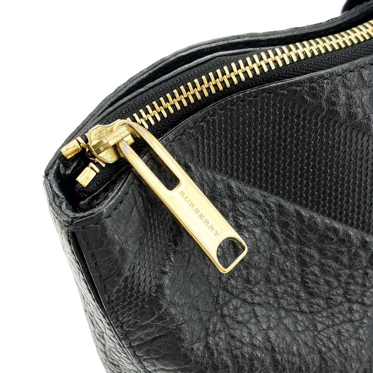 Burberry Check Embossed Leather Orchard Bag Black