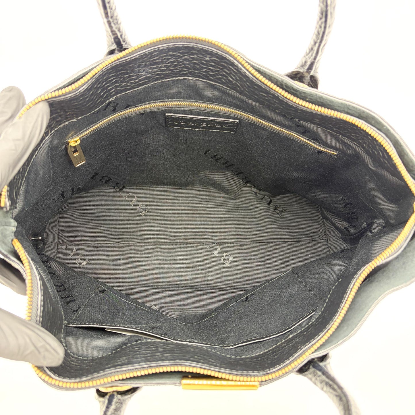 Burberry Check Embossed Leather Orchard Bag Black