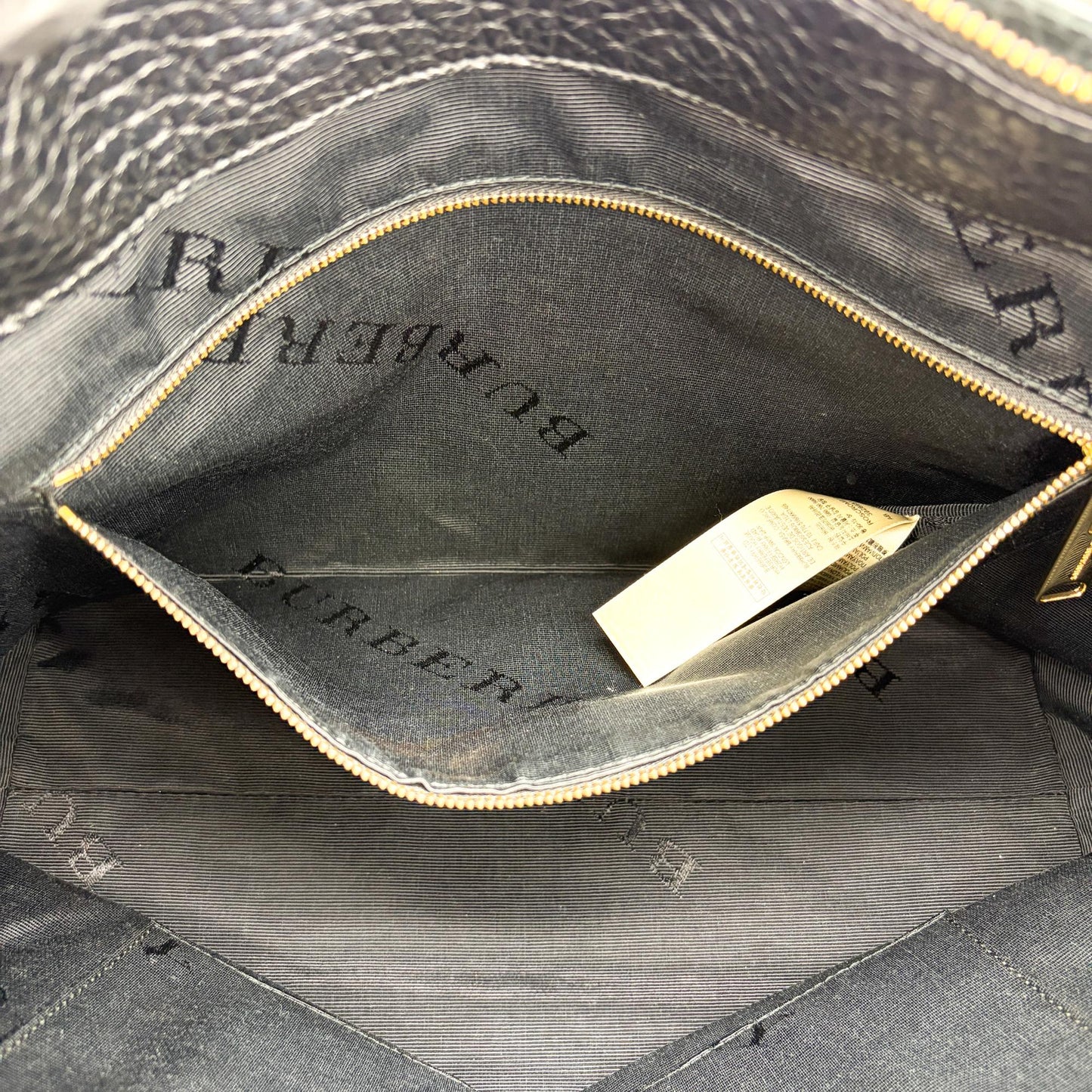 Burberry Check Embossed Leather Orchard Bag Black