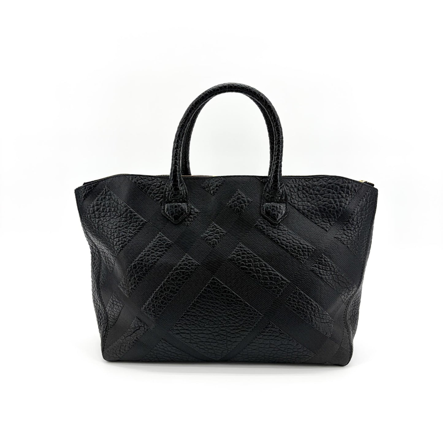 Burberry Check Embossed Leather Orchard Bag Black