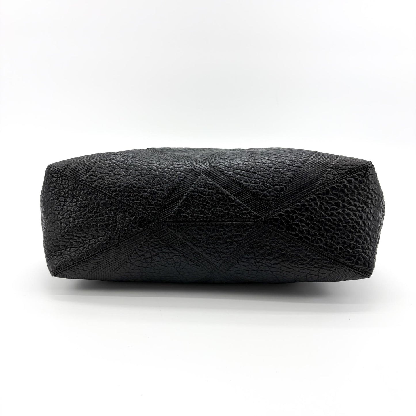 Burberry Check Embossed Leather Orchard Bag Black