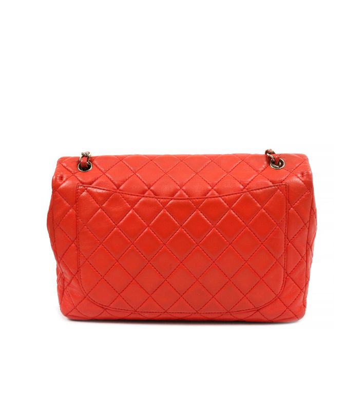 Chanel Orange Quilted CC Flap Chain Shoulder Bag