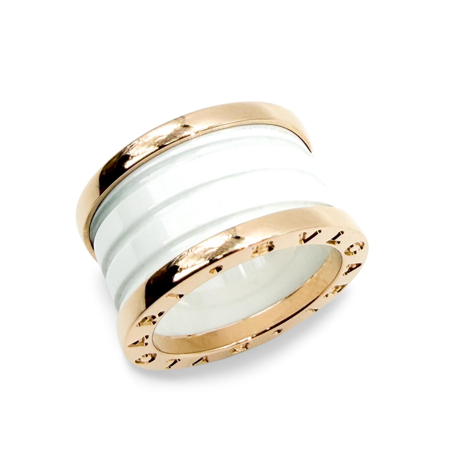 Bulgari B.Zero1 4-Band Ring Rose Gold White Ceramic