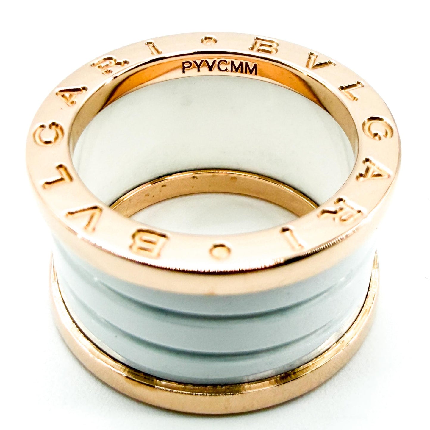 Bulgari B.Zero1 4-Band Ring Rose Gold White Ceramic