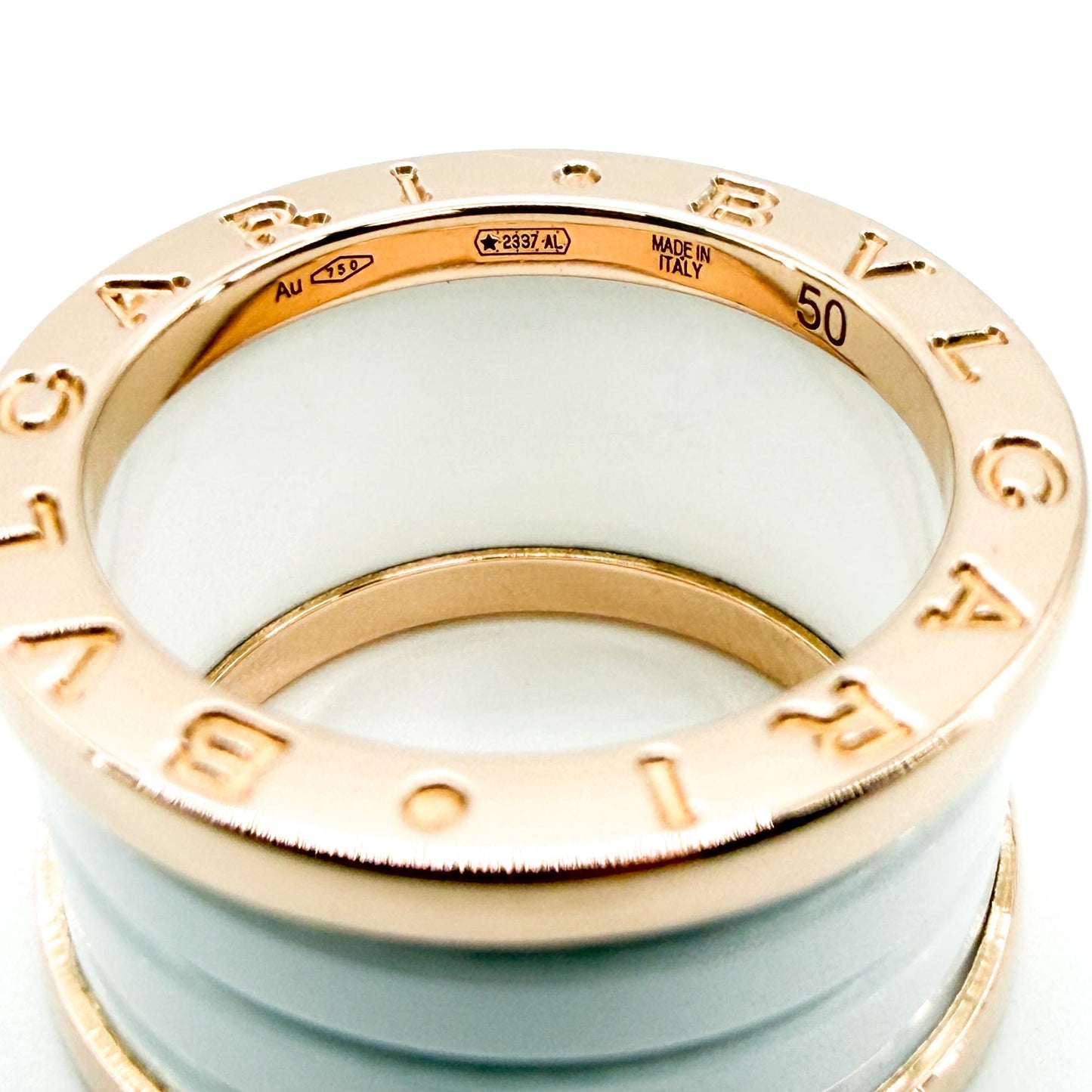 Bulgari B.Zero1 4-Band Ring Rose Gold White Ceramic