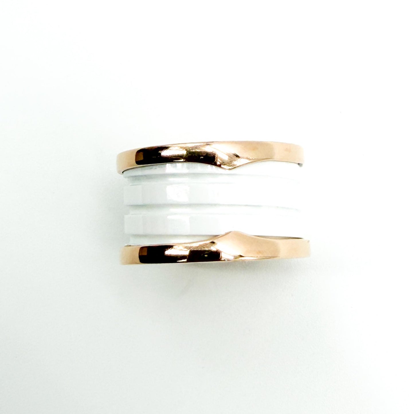 Bulgari B.Zero1 4-Band Ring Rose Gold White Ceramic