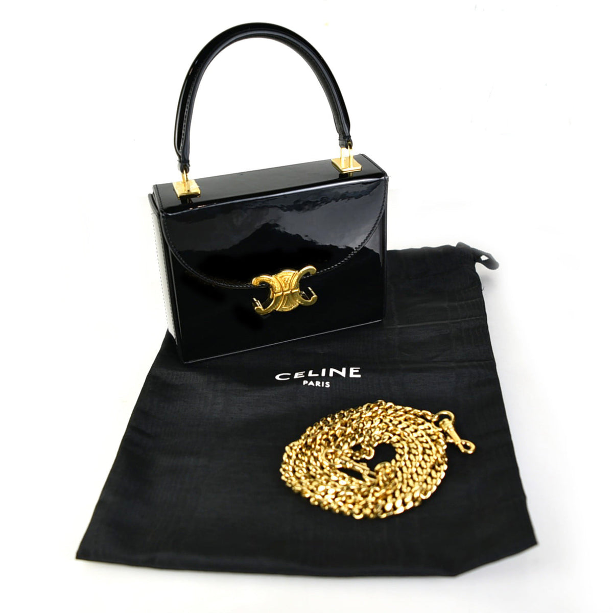 Small Patent Calfskin Blandine Box Top Handle Shoulder Bag Crossbody Bag 118593