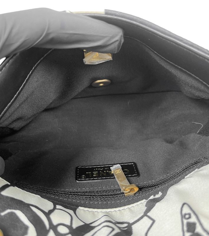 Chanel Two-tone Print Top-handle Shoulder Bag