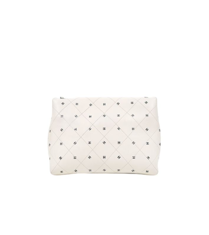 Chanel White Logo Quilted CC Chain Shoulder Bag with Built-in Chip