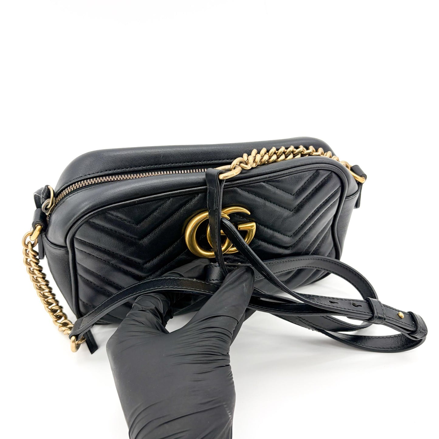 Gucci GG Marmont Small Matelassé Camera Bag Shoulder Bag Black
