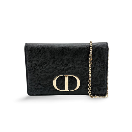 Dior 30 Montaigne 2-in-1 Pouch Black Grain Calfskin