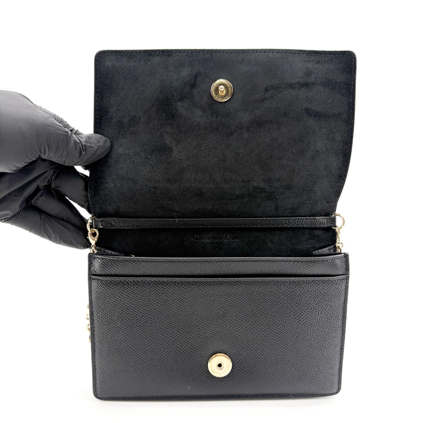 Dior 30 Montaigne 2-in-1 Pouch Black Grain Calfskin