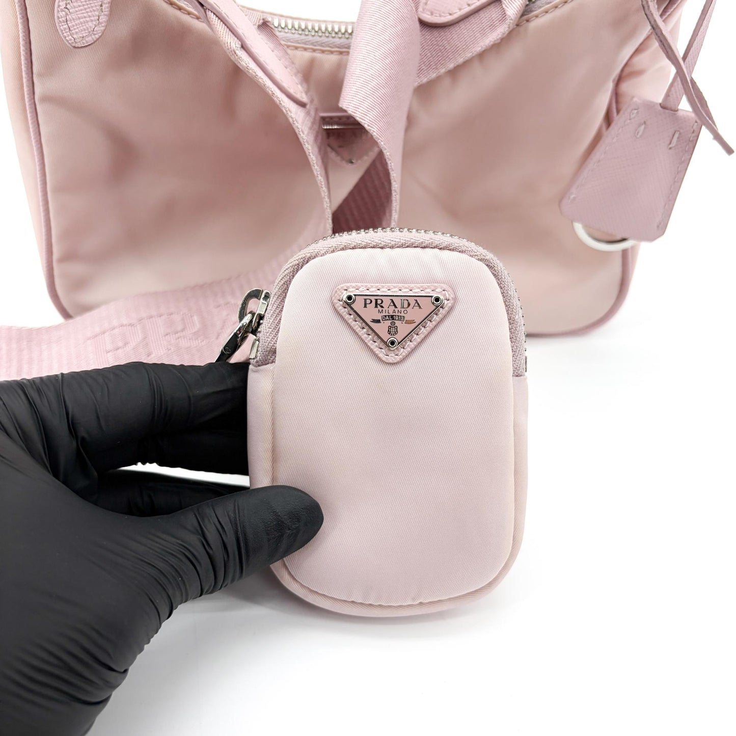 Prada Re-edition 2005 Nylon Mini Bag Alabaster Pink