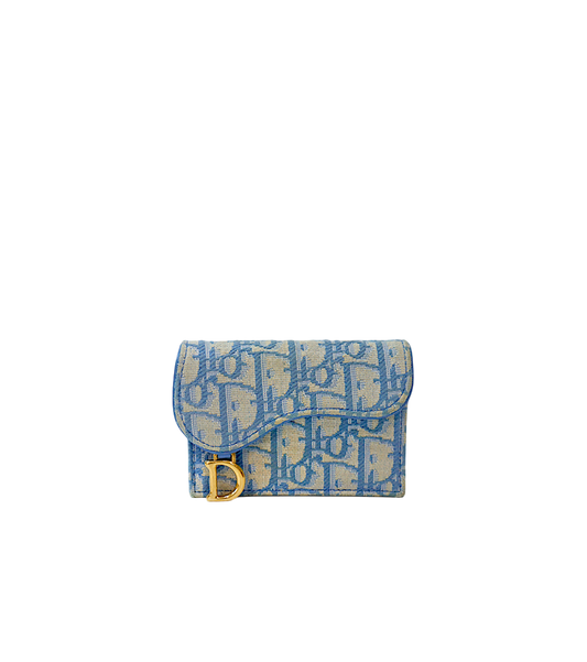 Dior Blue Oblique Saddle Card Wallet