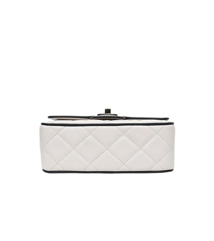 Chanel White Quilted CC Chain Shoulder Bag with Built-in Chip
