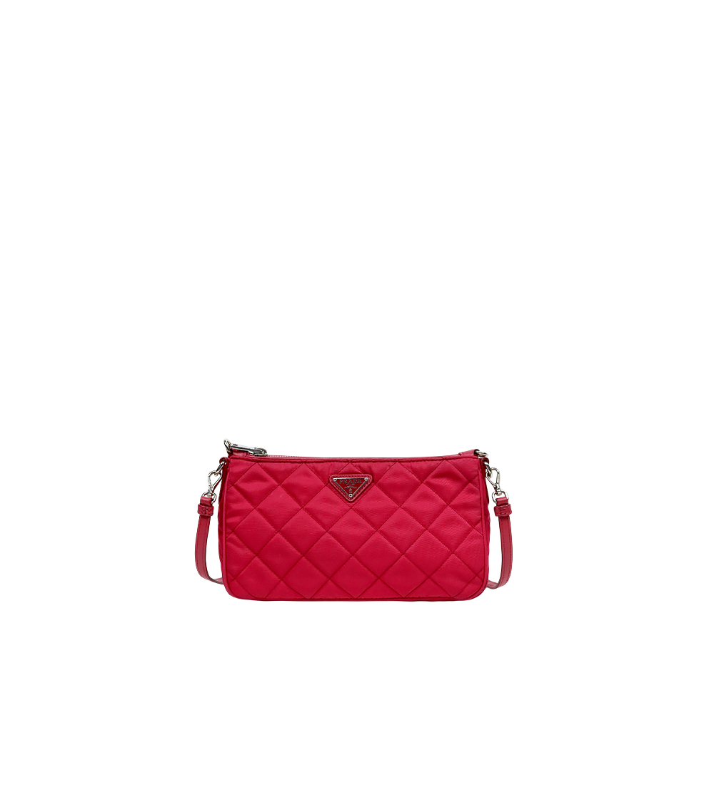 Prada Pink Nylon Quilted Chain Shoulder Bag