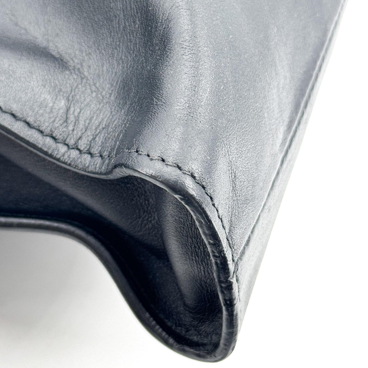 Prada Triangle Logo Leather Tote Bag Black