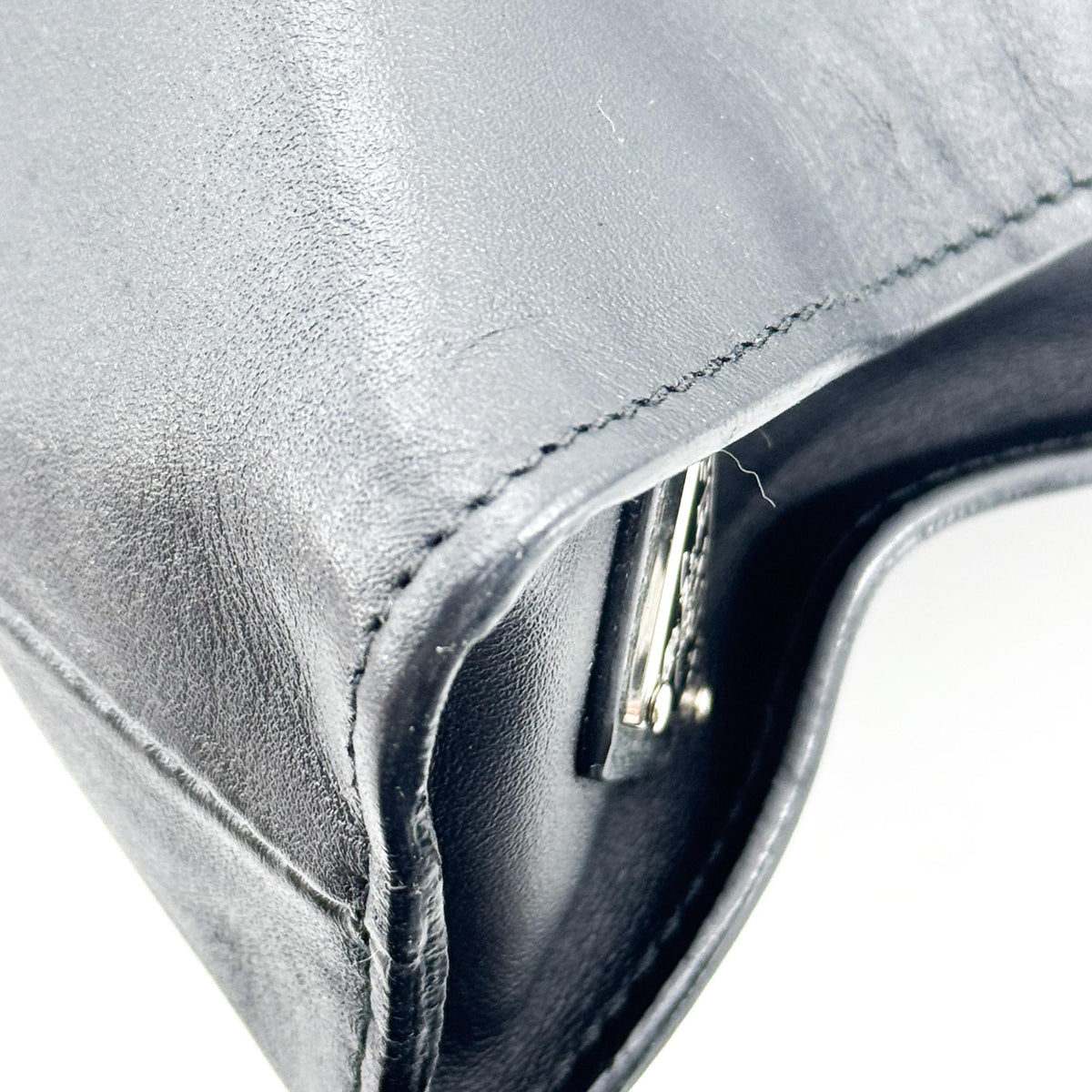 Prada Triangle Logo Leather Tote Bag Black