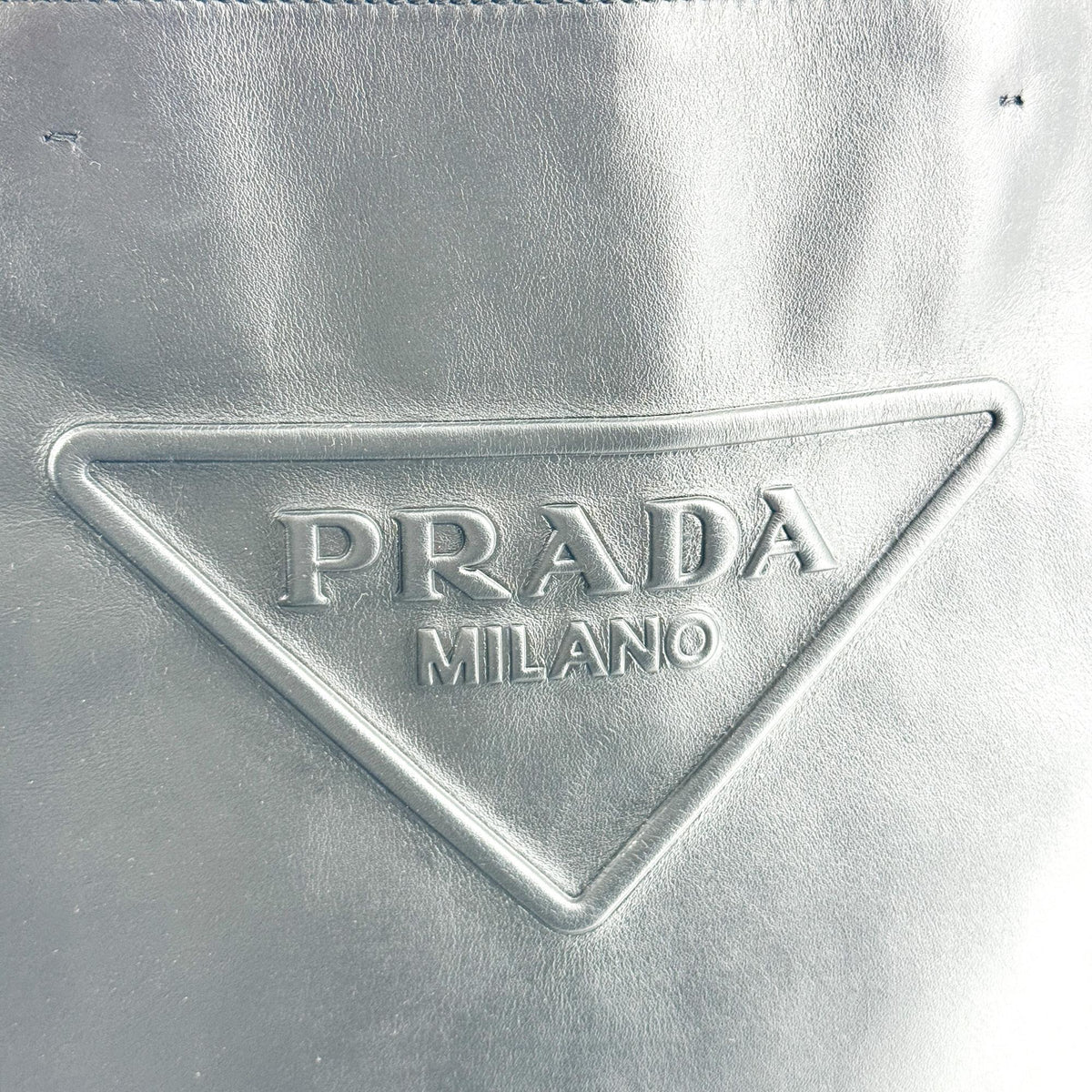 Prada Triangle Logo Leather Tote Bag Black