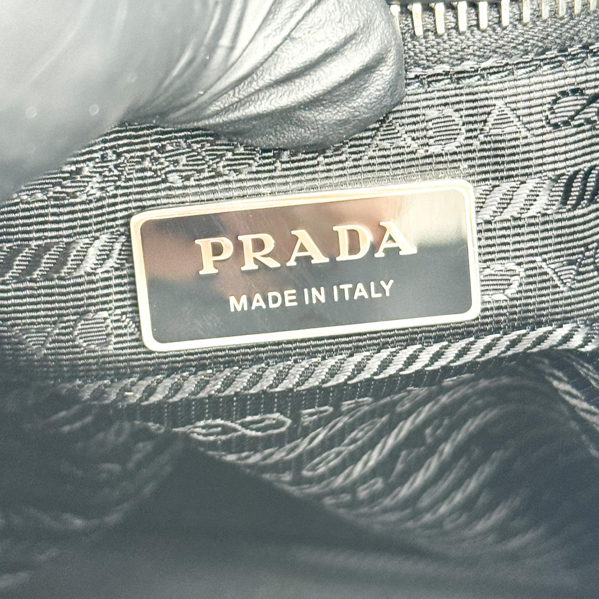Prada Triangle Logo Leather Tote Bag Black