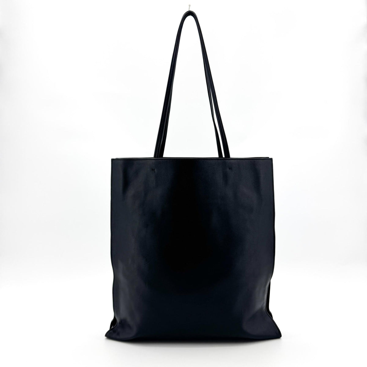 Prada Triangle Logo Leather Tote Bag Black