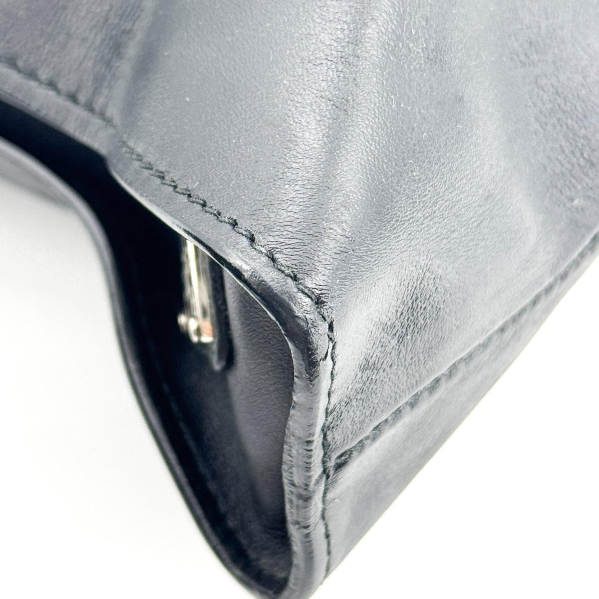 Prada Triangle Logo Leather Tote Bag Black