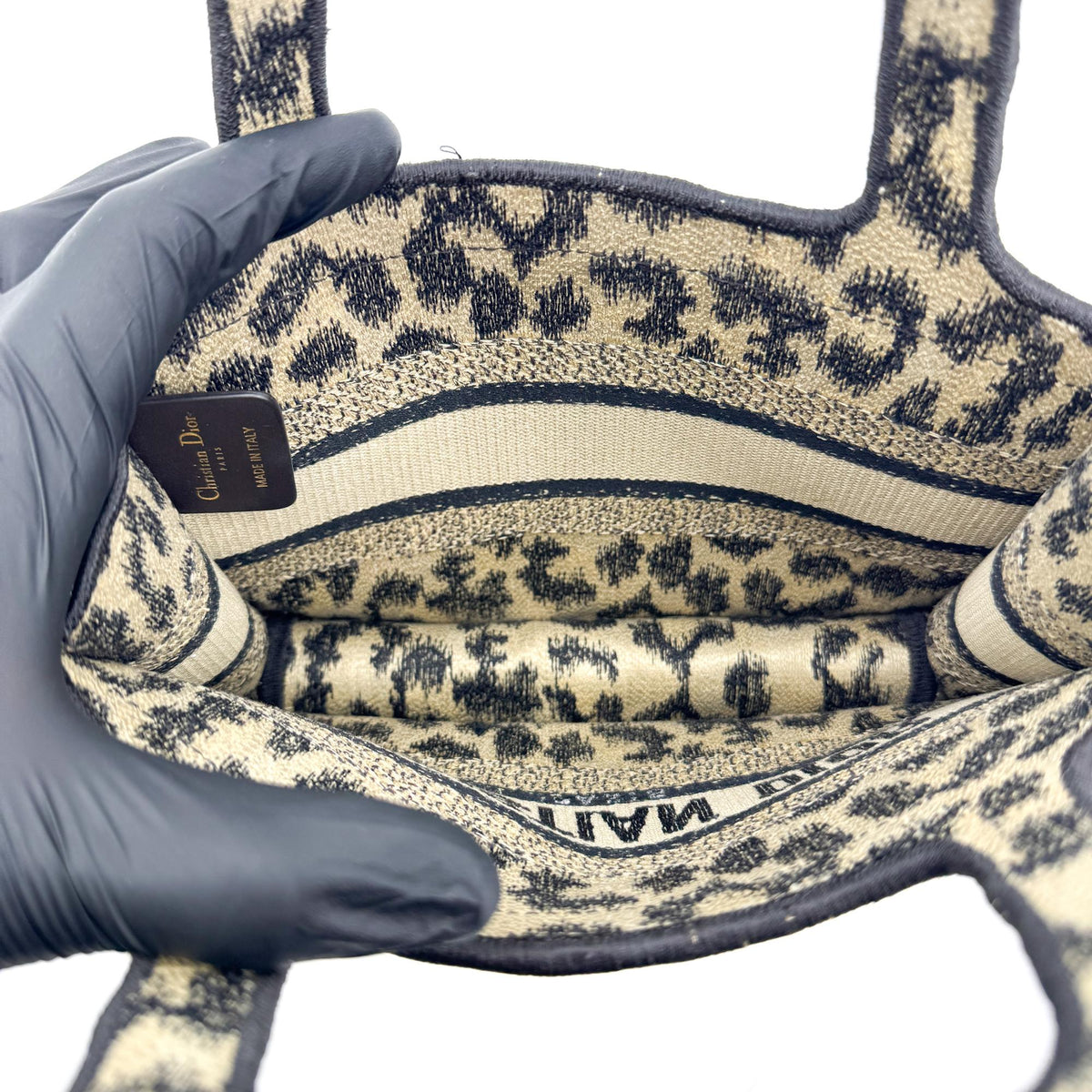 Dior Mini Book Tote Bag in Beige with Mizza Embroidery