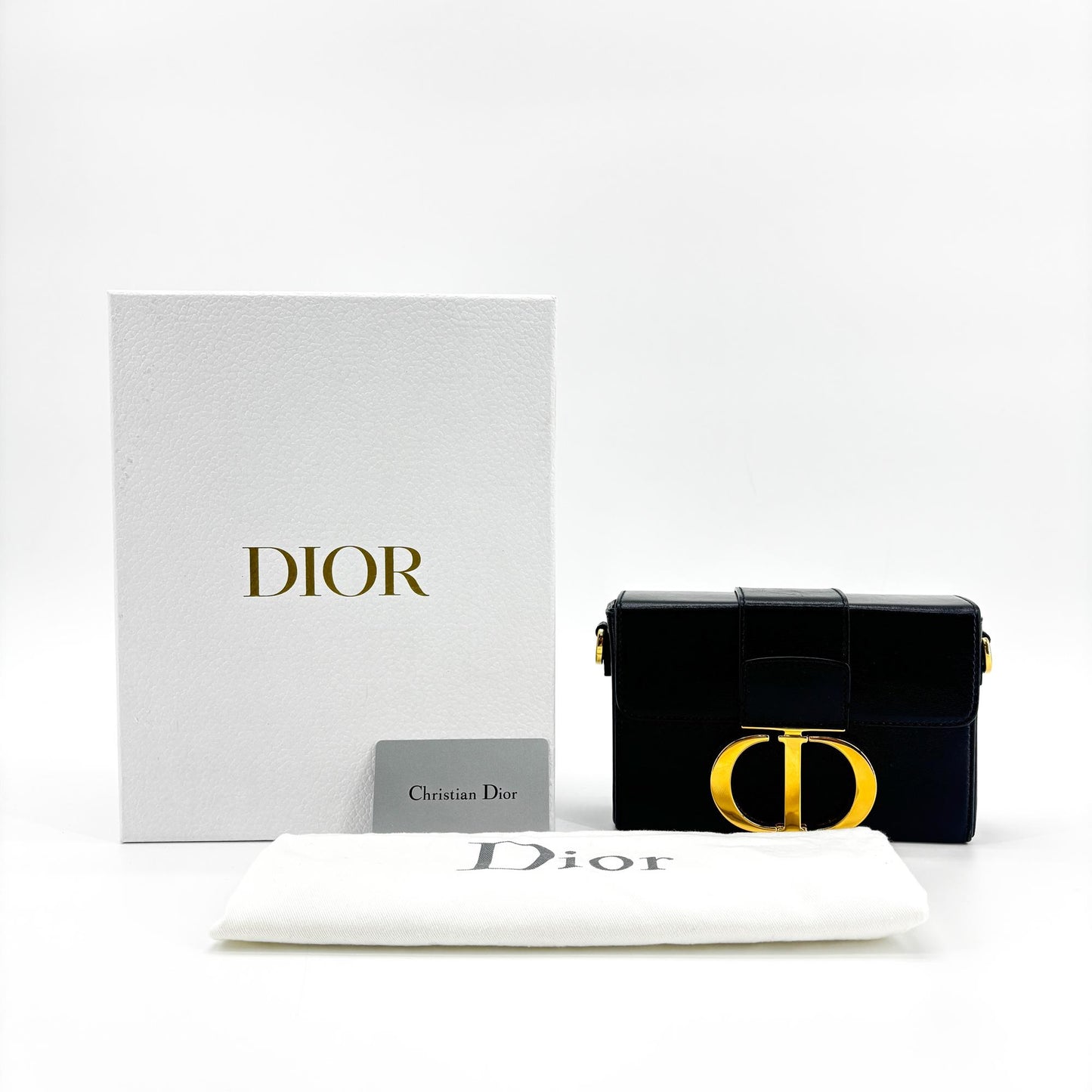 Dior 30 Montaigne Box Bag Black with Gold Hardware