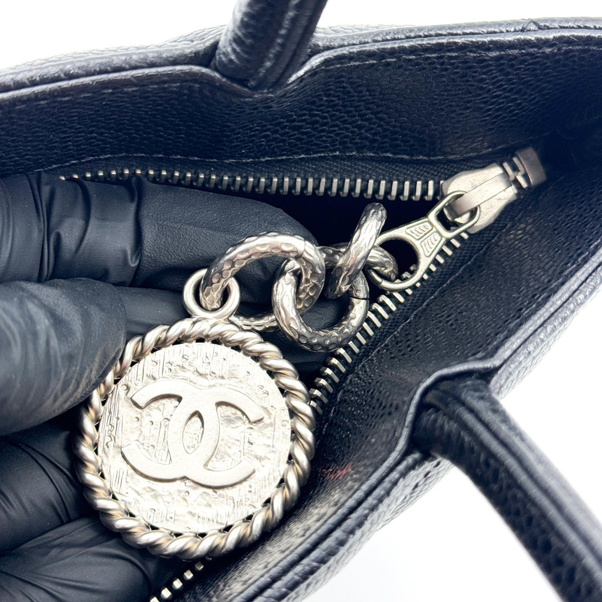 Chanel Caviar Medallion Tote Bag Black