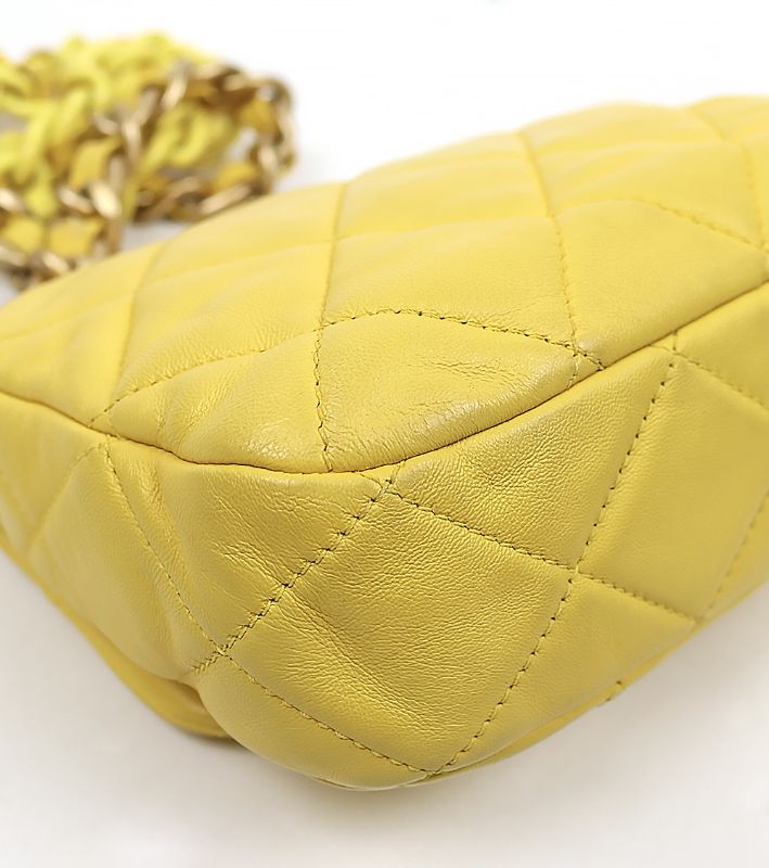 Chanel Yellow Lambskin Petite Sac Shoulder Bag