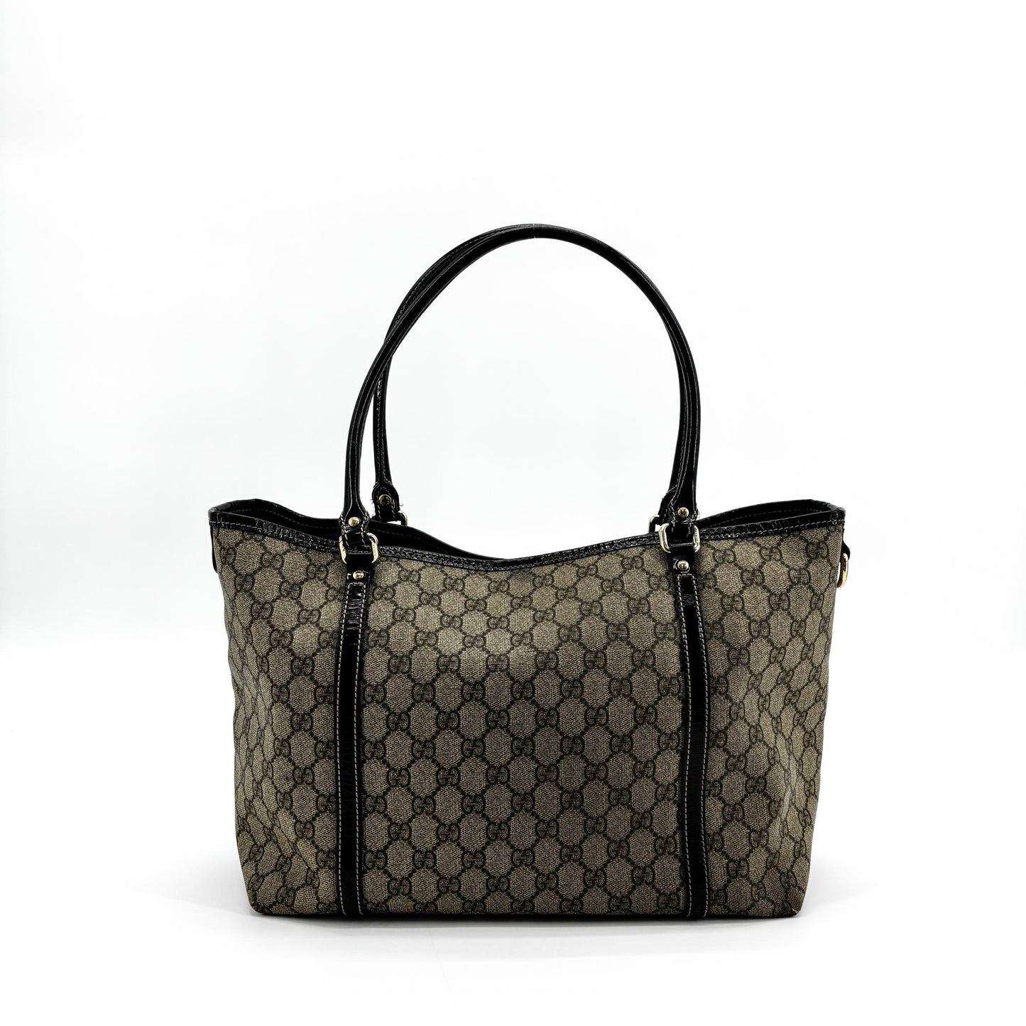Gucci GG Supreme Joy Enamel Tote Bag Brown Black