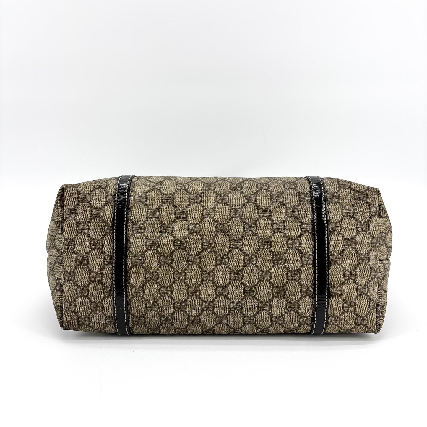 Gucci GG Supreme Joy Enamel Tote Bag Brown Black