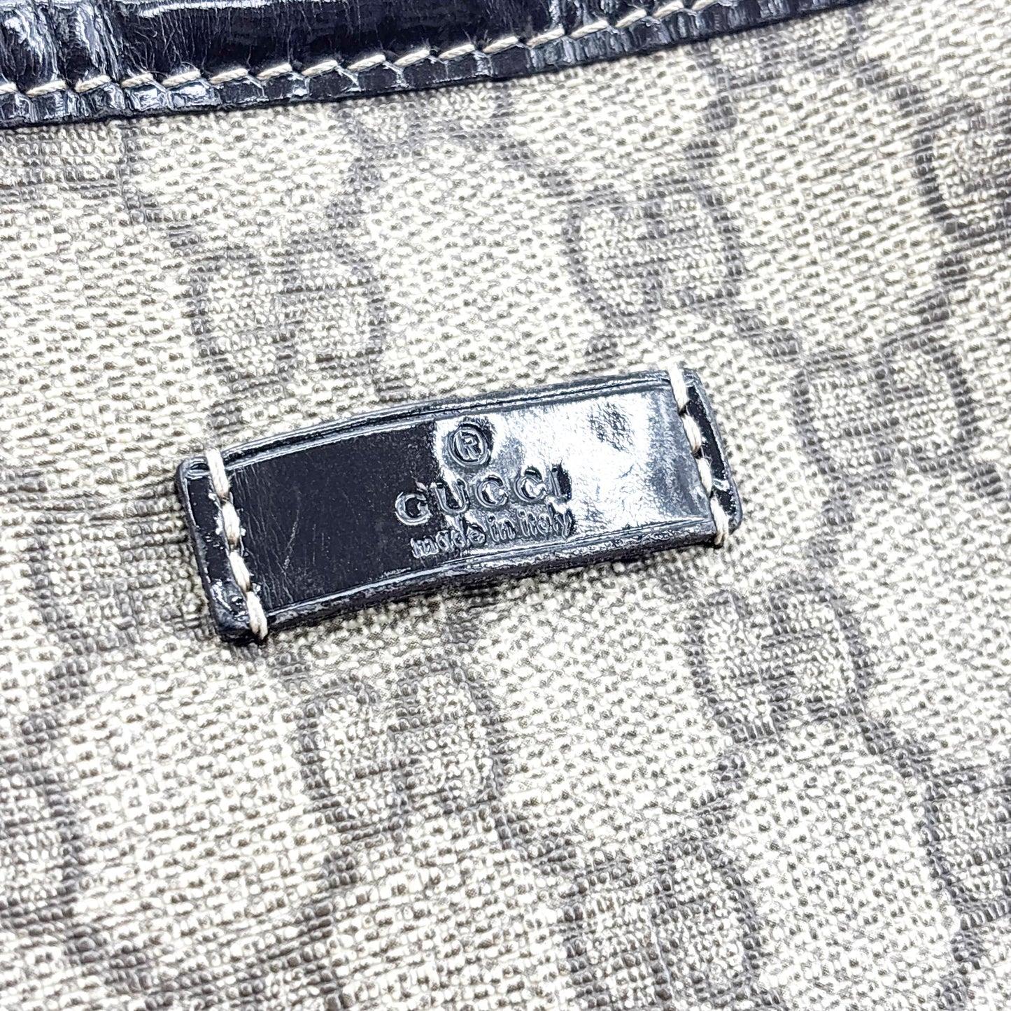 Gucci GG Supreme Joy Enamel Tote Bag Brown Black