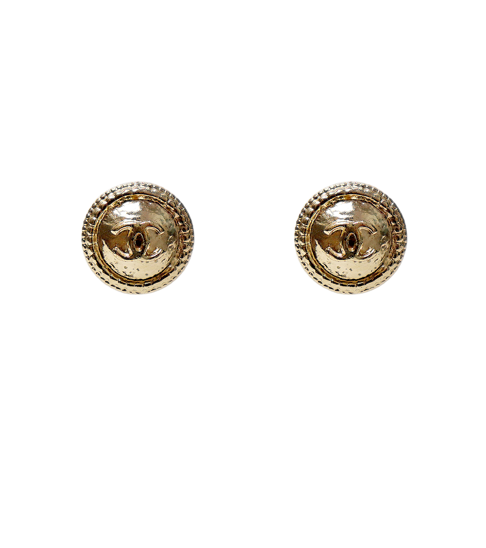 Chanel Round CC Gold Earrings