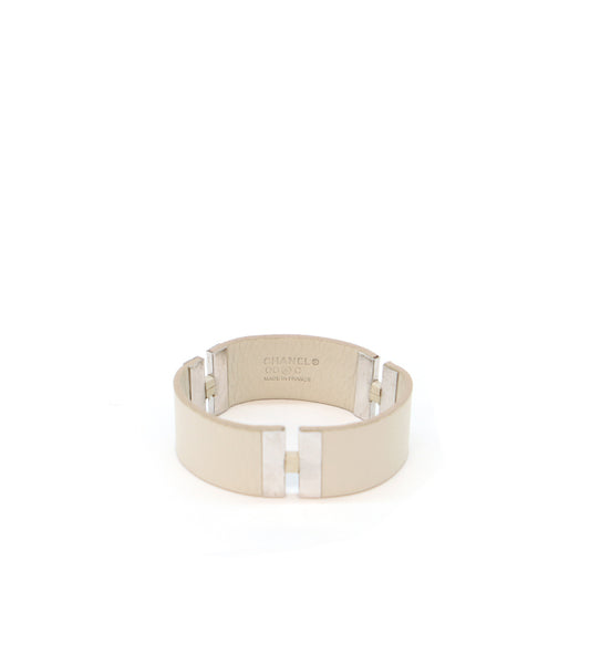 Chanel Ivory Leather Bracelet