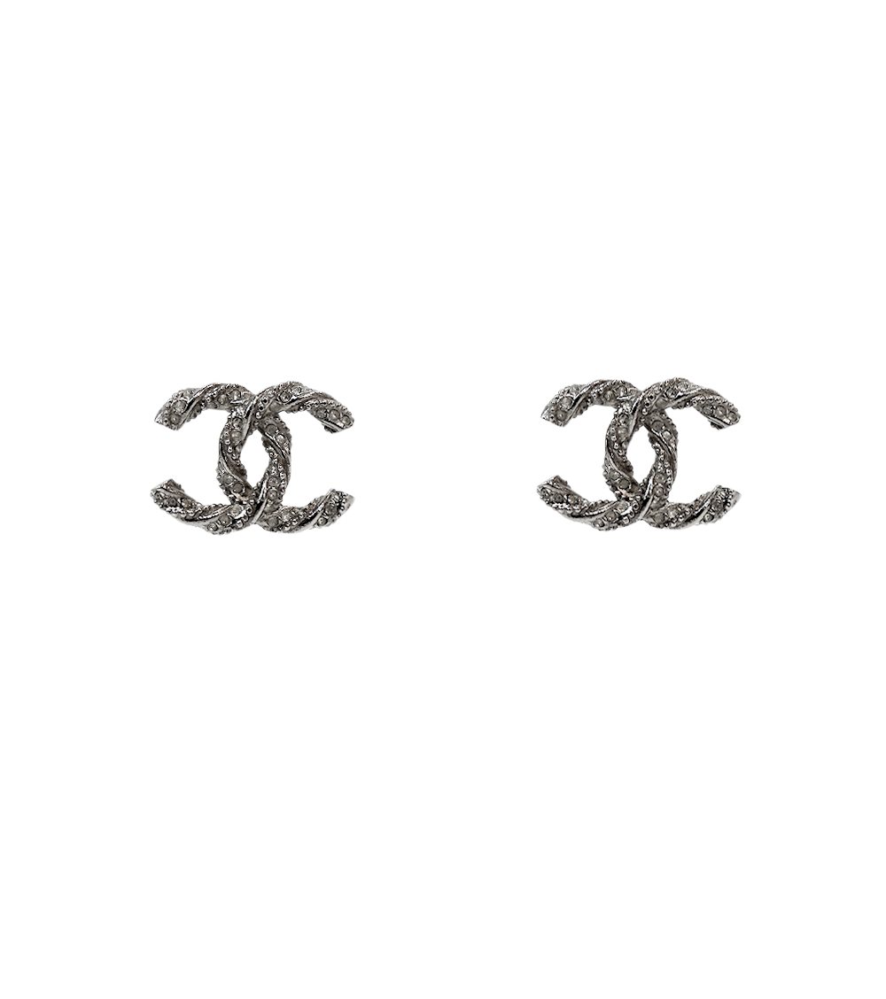 Chanel Cubic CC Silver Earrings