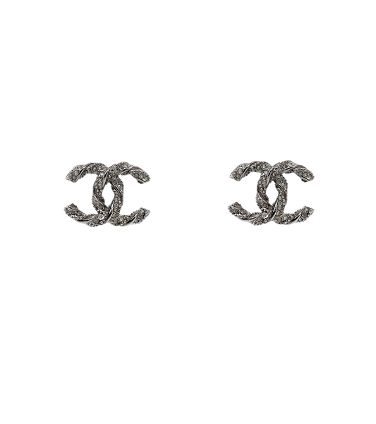 Chanel Cubic CC Silver Earrings