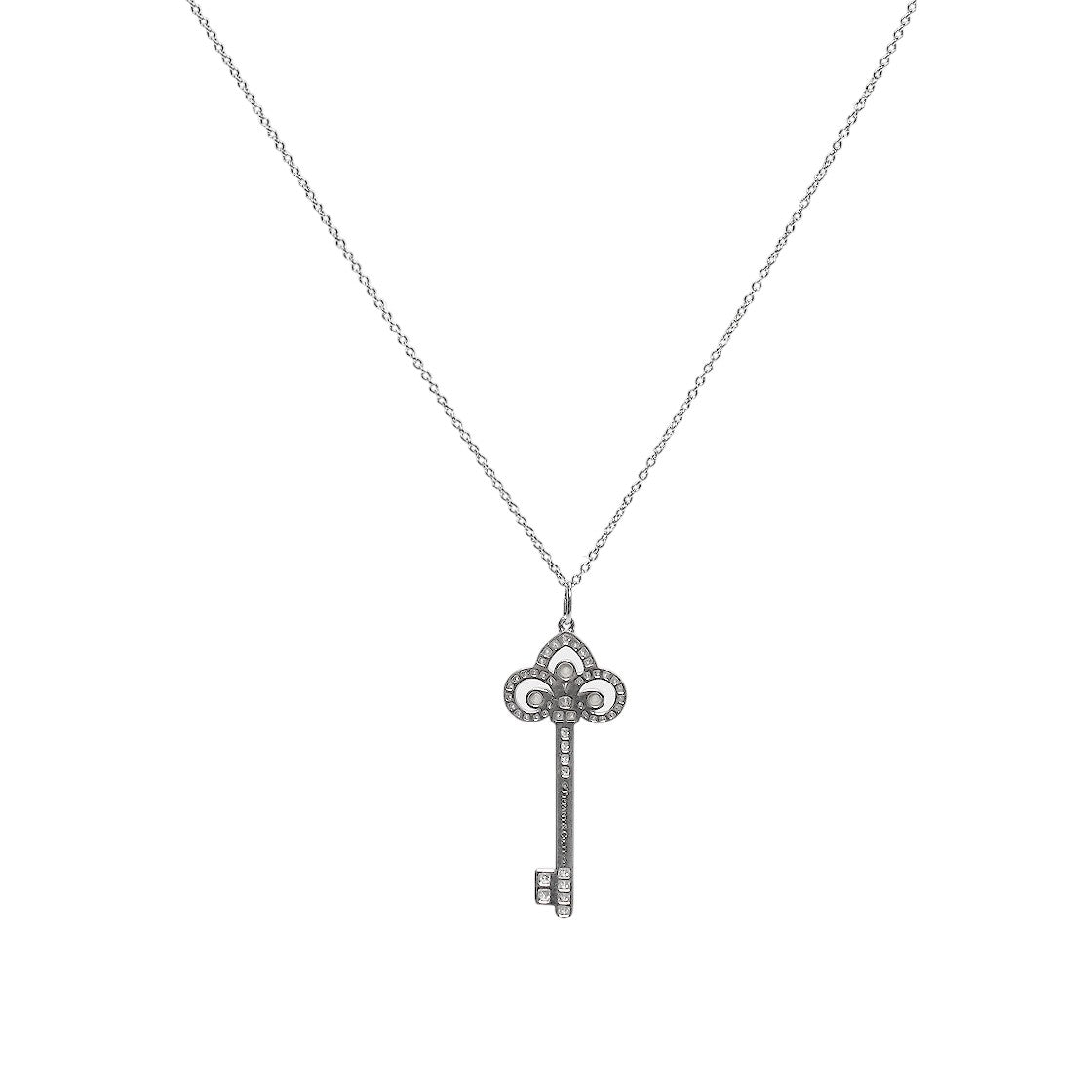Tiffany & Co. Platinum Diamond Key Necklace