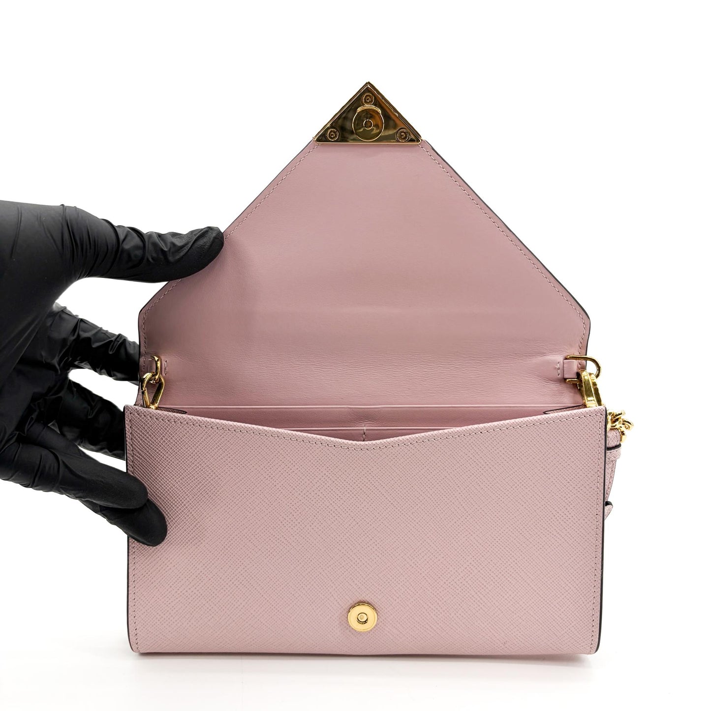 Prada Saffiano Leather Envelope Shoulder Bag Orchid Pink