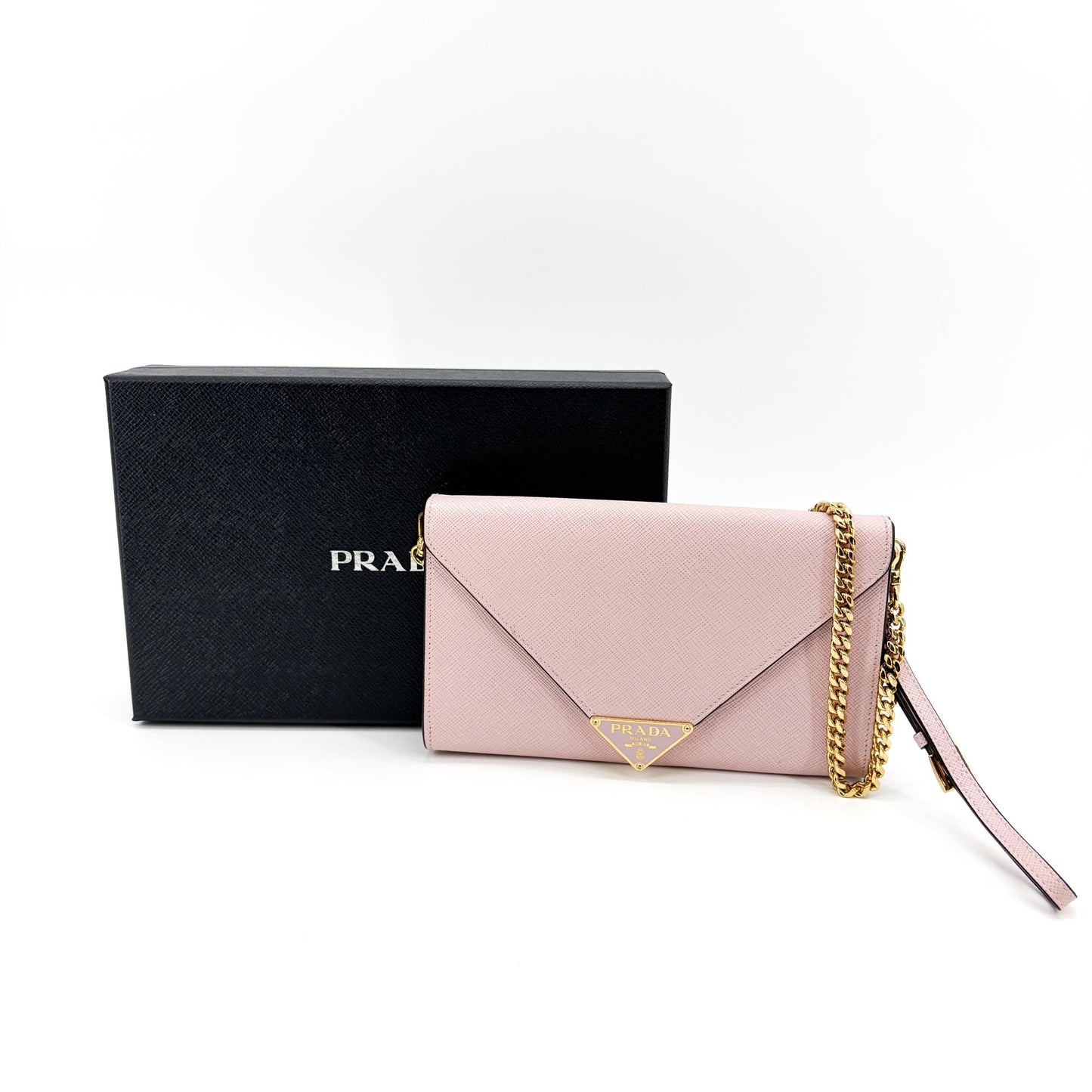 Prada Saffiano Leather Envelope Shoulder Bag Orchid Pink