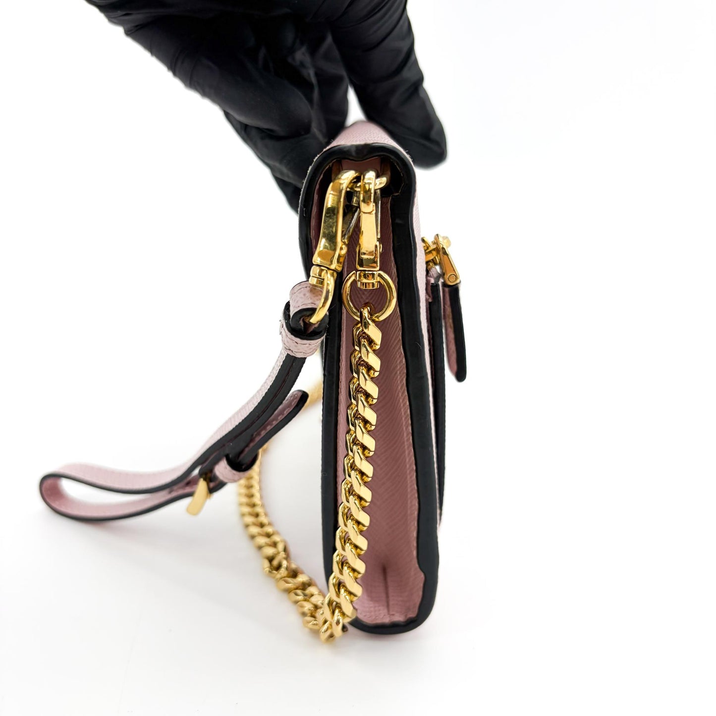 Prada Saffiano Leather Envelope Shoulder Bag Orchid Pink