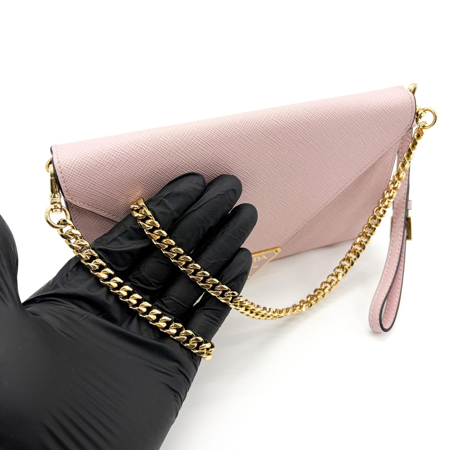 Prada Saffiano Leather Envelope Shoulder Bag Orchid Pink