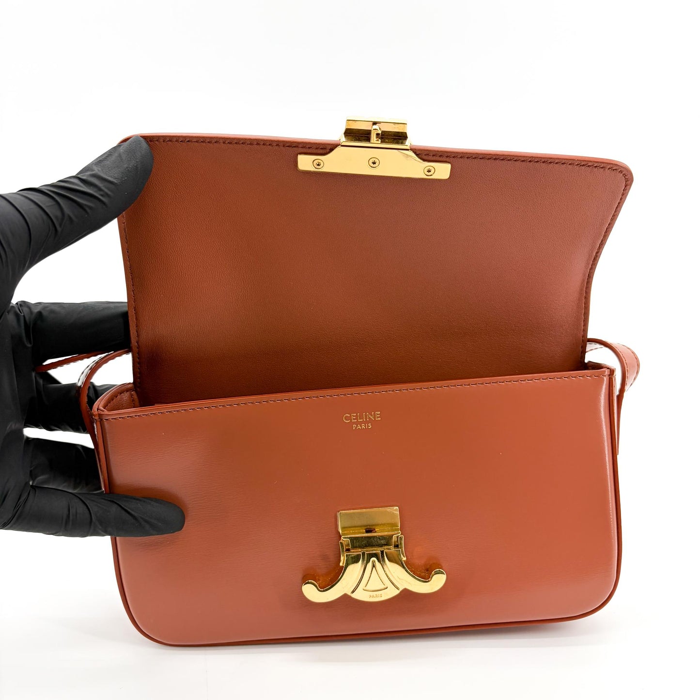 Celine Classic Triomphe Bag Shiny Calfskin Tan