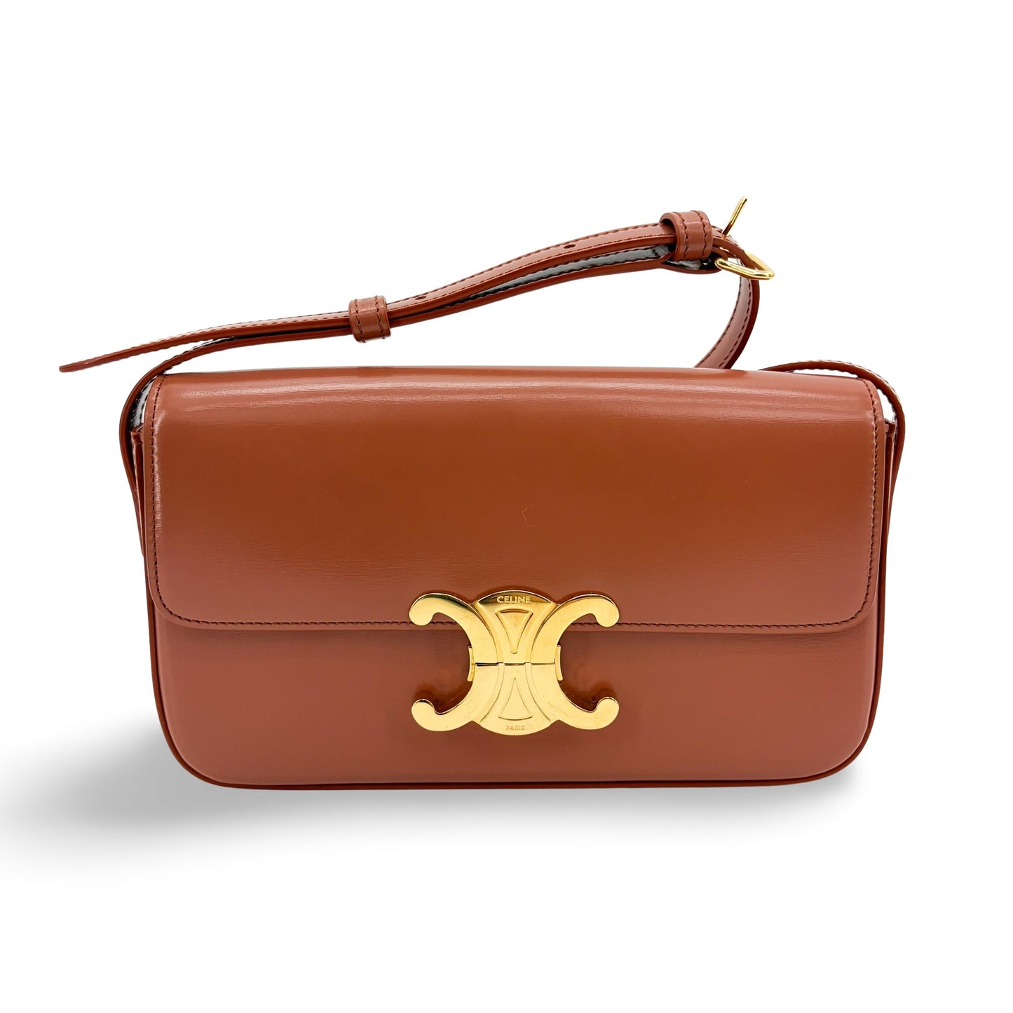 Celine Classic Triomphe Bag Shiny Calfskin Tan