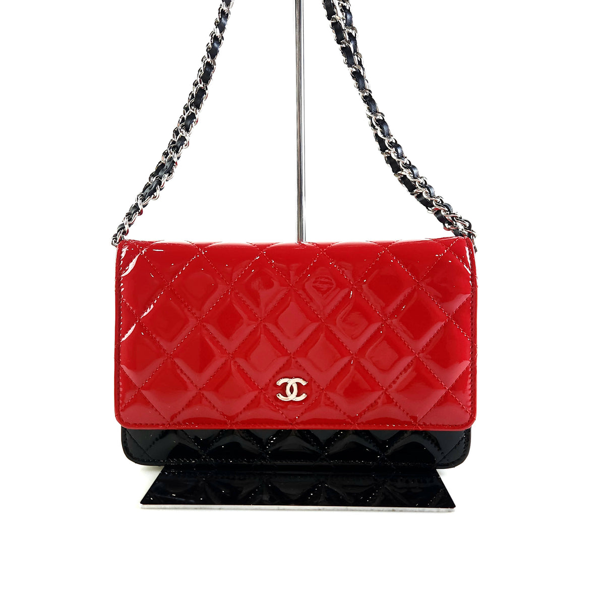 Classic Patent Two-Tone Chain Wallet Crossbody Bag WOC