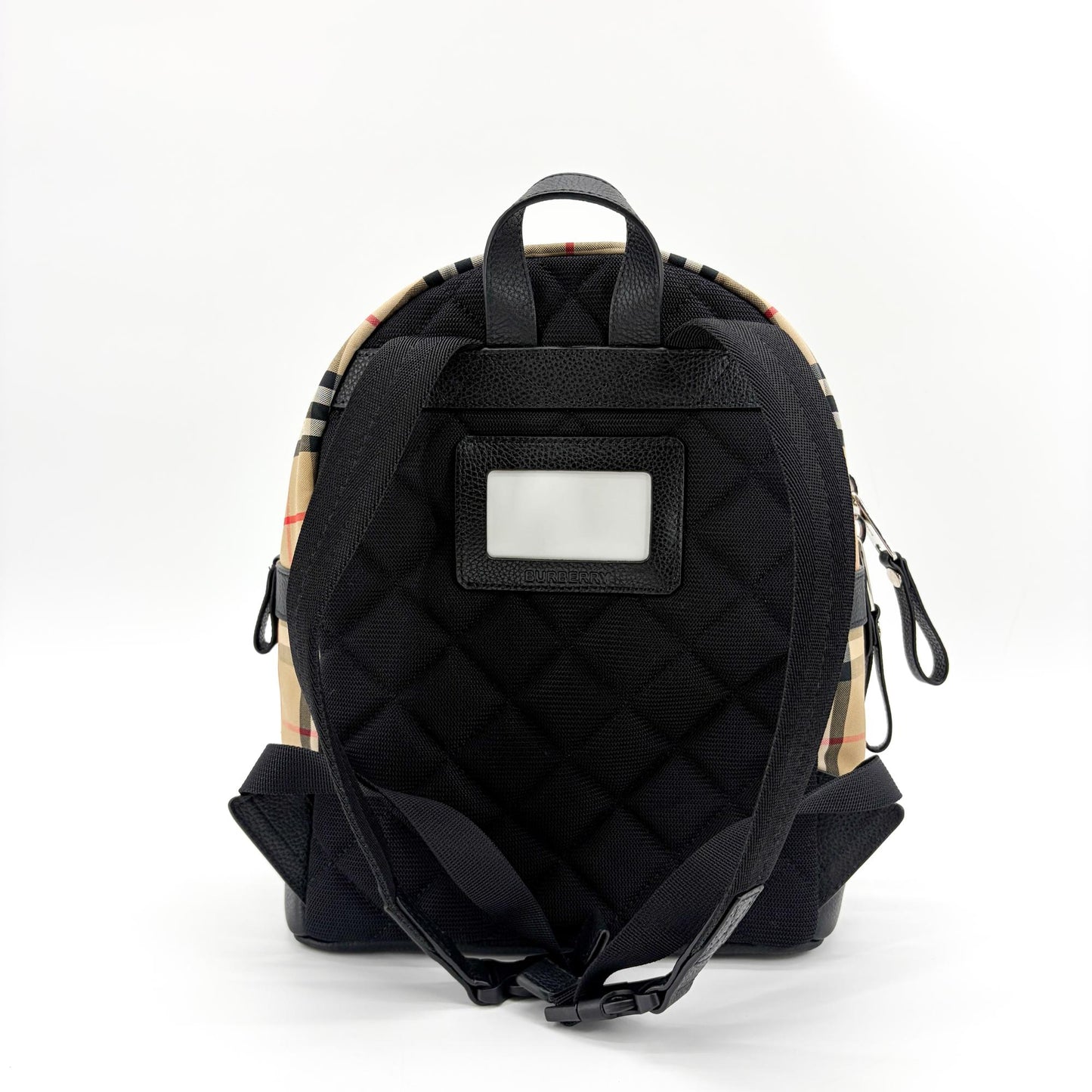Burberry Vintage Check Leather Medium Backpack Archive Beige Black