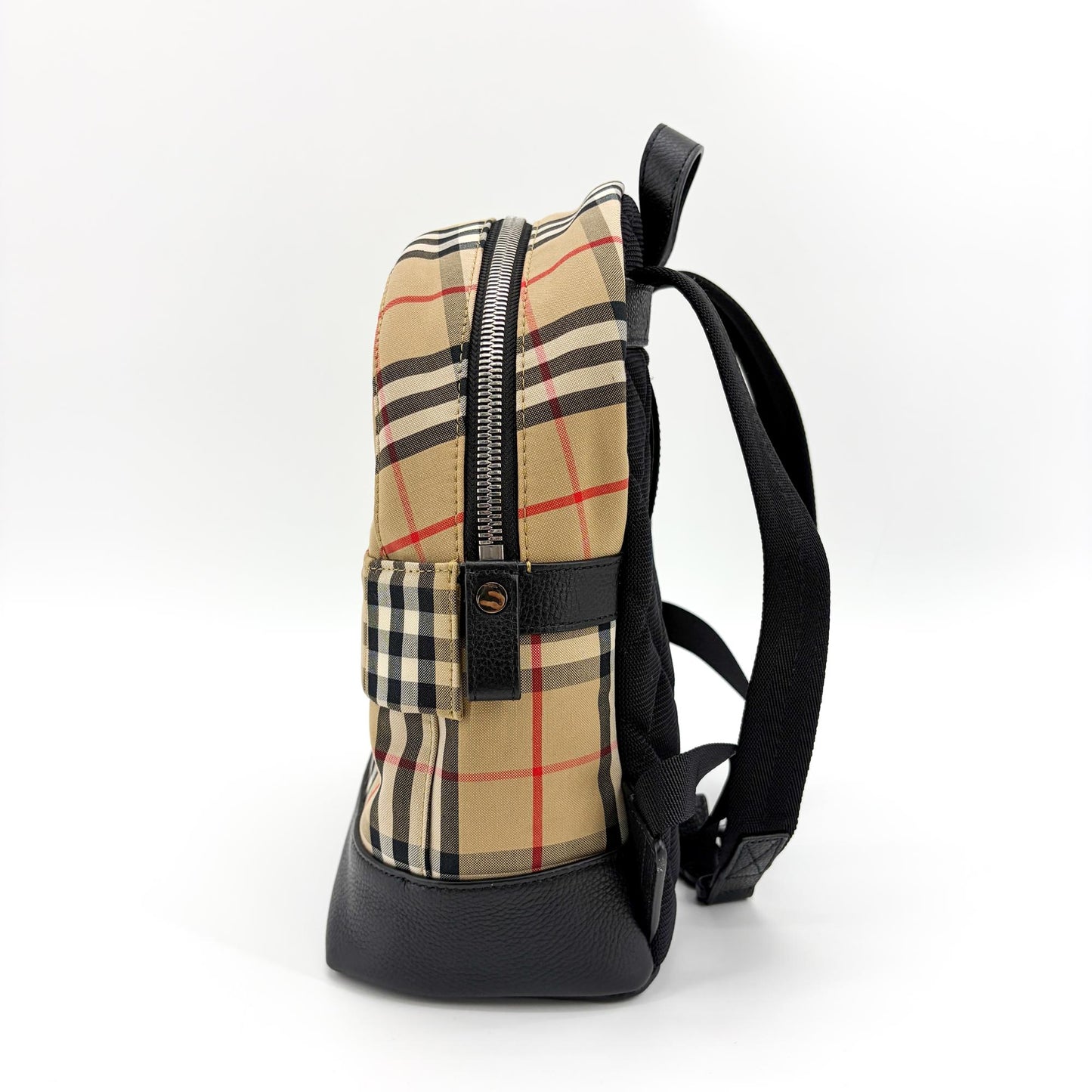 Burberry Vintage Check Leather Medium Backpack Archive Beige Black