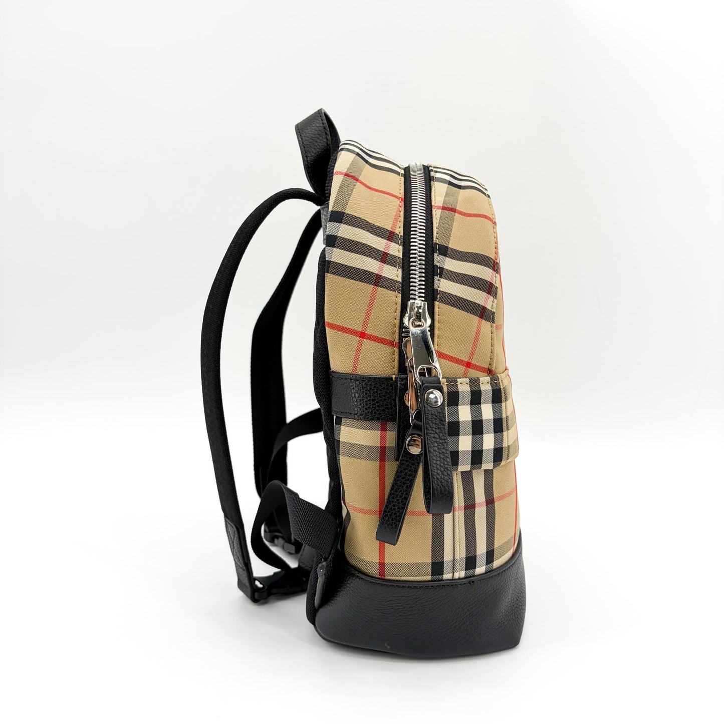 Burberry Vintage Check Leather Medium Backpack Archive Beige Black