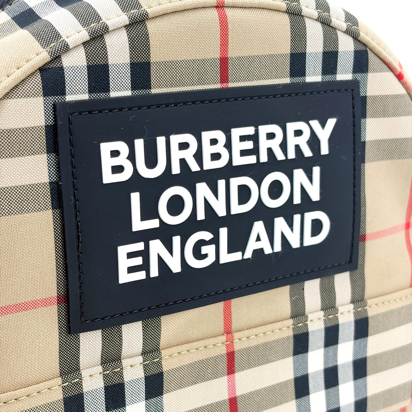 Burberry Vintage Check Leather Medium Backpack Archive Beige Black